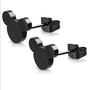 Stainless steel Black Mickey Stud Earrings